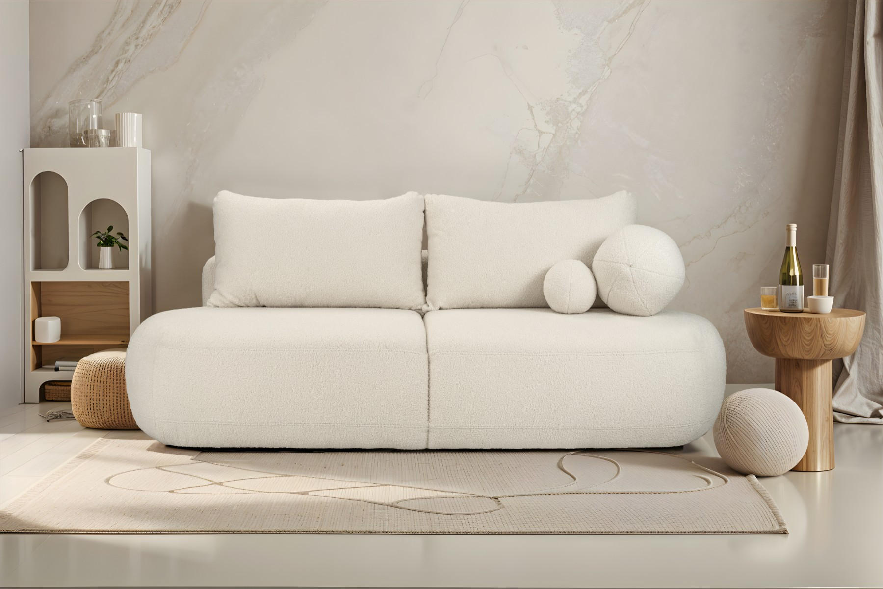 SCHLAFSOFA Mit Bettkasten Fabo, Stoff Quelle Ecru - Ecru, Holz/Textil (240/90/90cm) - Kaiser Möbel