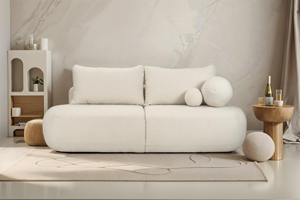 SCHLAFSOFA Mit Bettkasten Fabo, Stoff Quelle Ecru - Ecru, Holz/Textil (240/90/90cm) - Kaiser Möbel