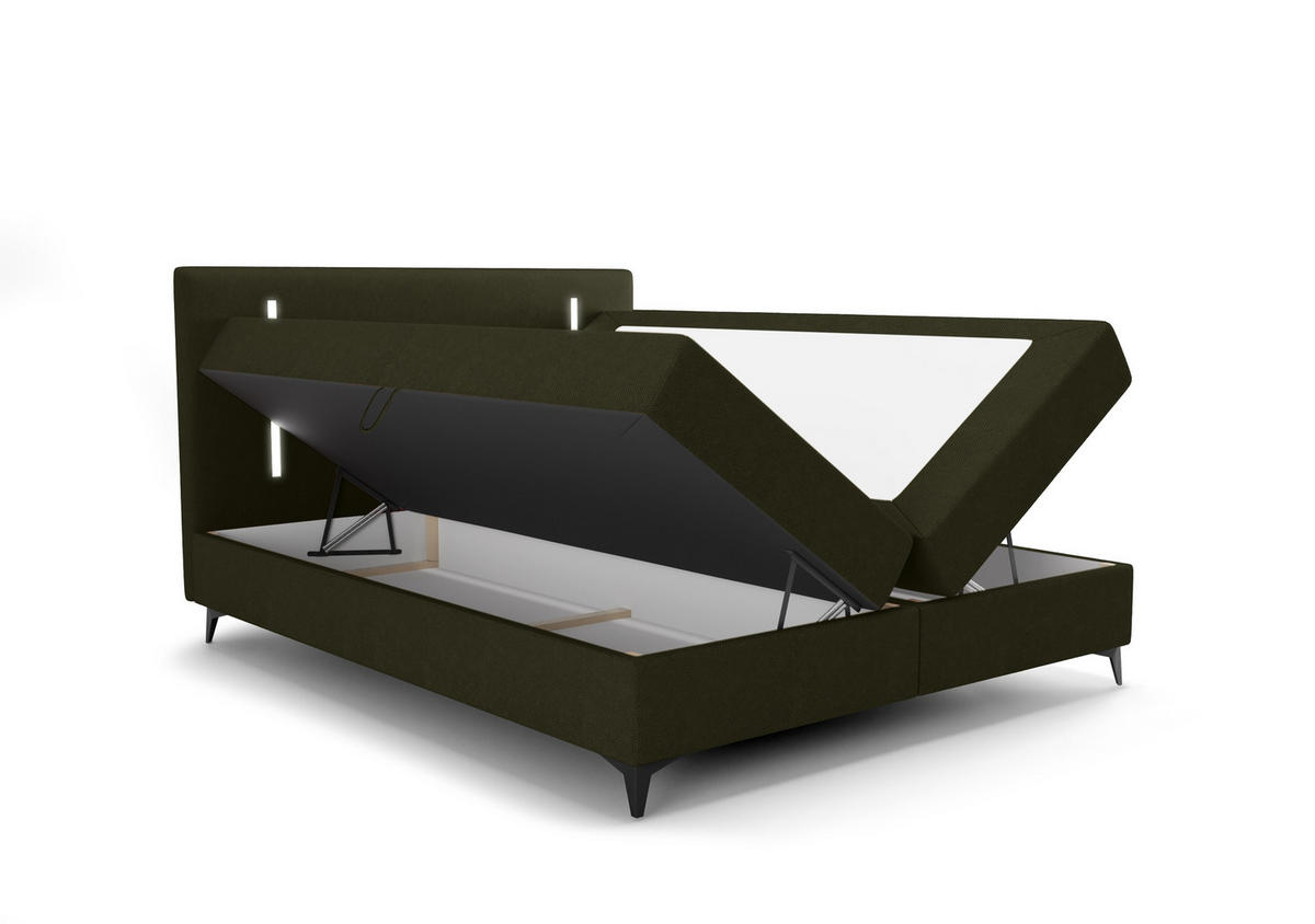 BOXBETT ONO mit Matratze H3, Bonell und Topper 160x200 CURIO 39 - Grün, Textil (160/200cm) - Bedante