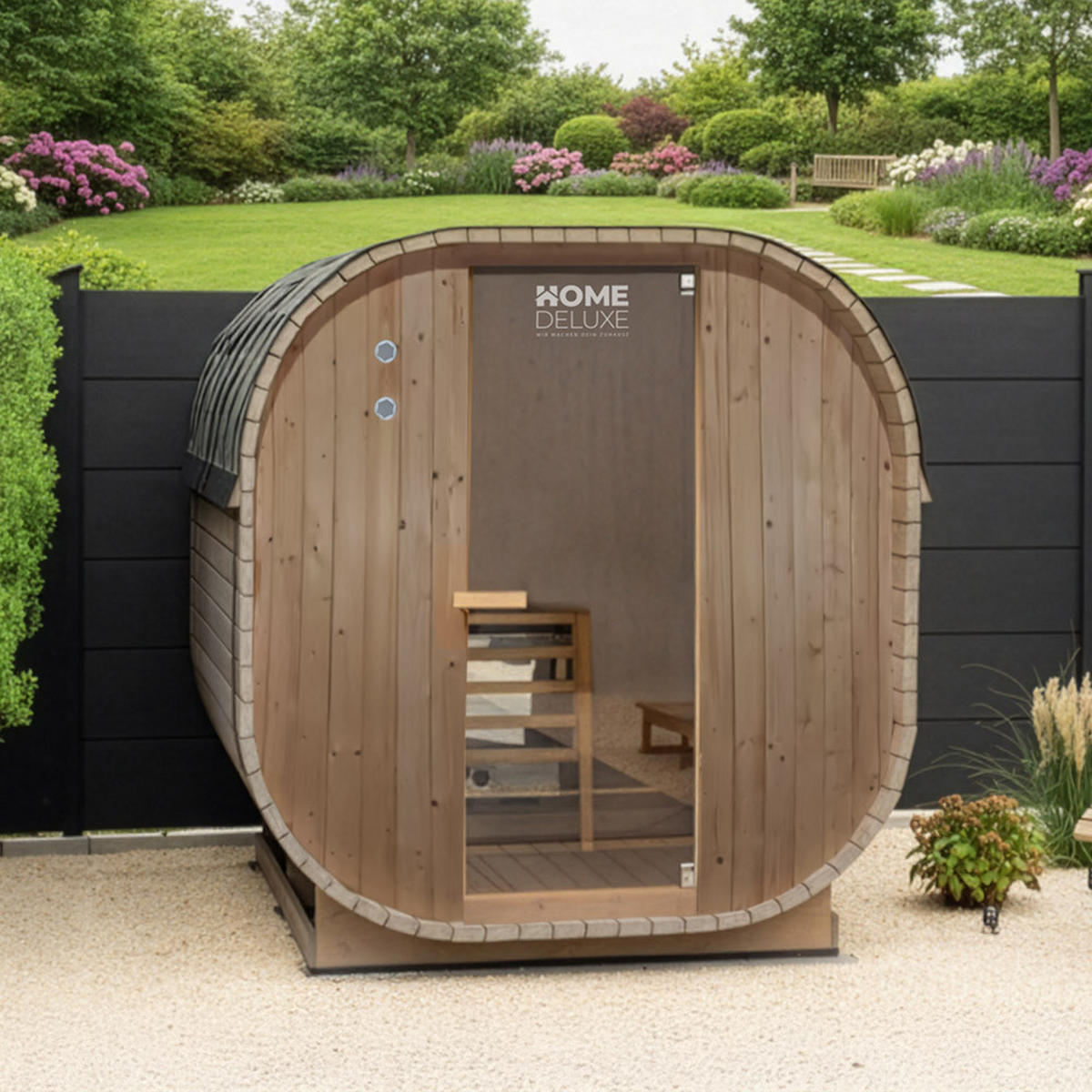 OUTDOOR SAUNA CUBE M - M - Braun, Holz (192.8/194/120cm) - Home Deluxe