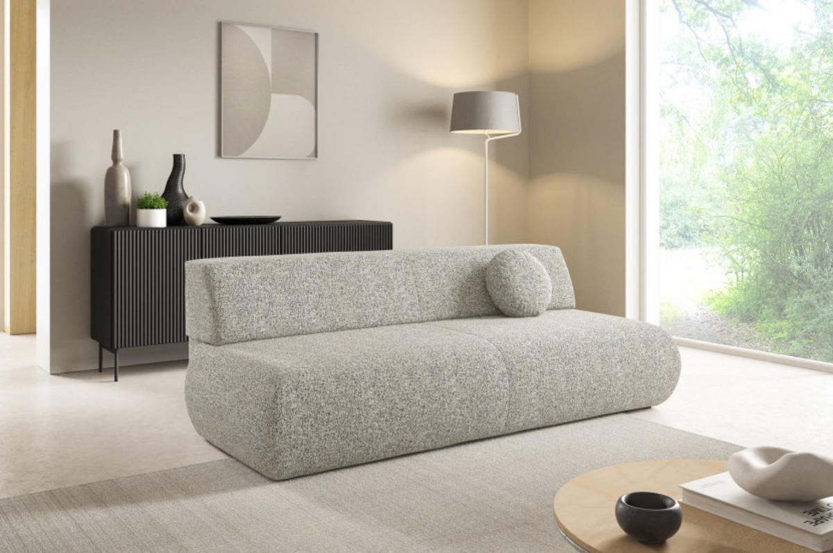 SOFA Szarobeige PENTI Mit Schlaffunktion Bezogene PUENTE - Grau, Textil (214/74/100cm) - Sepro Meble