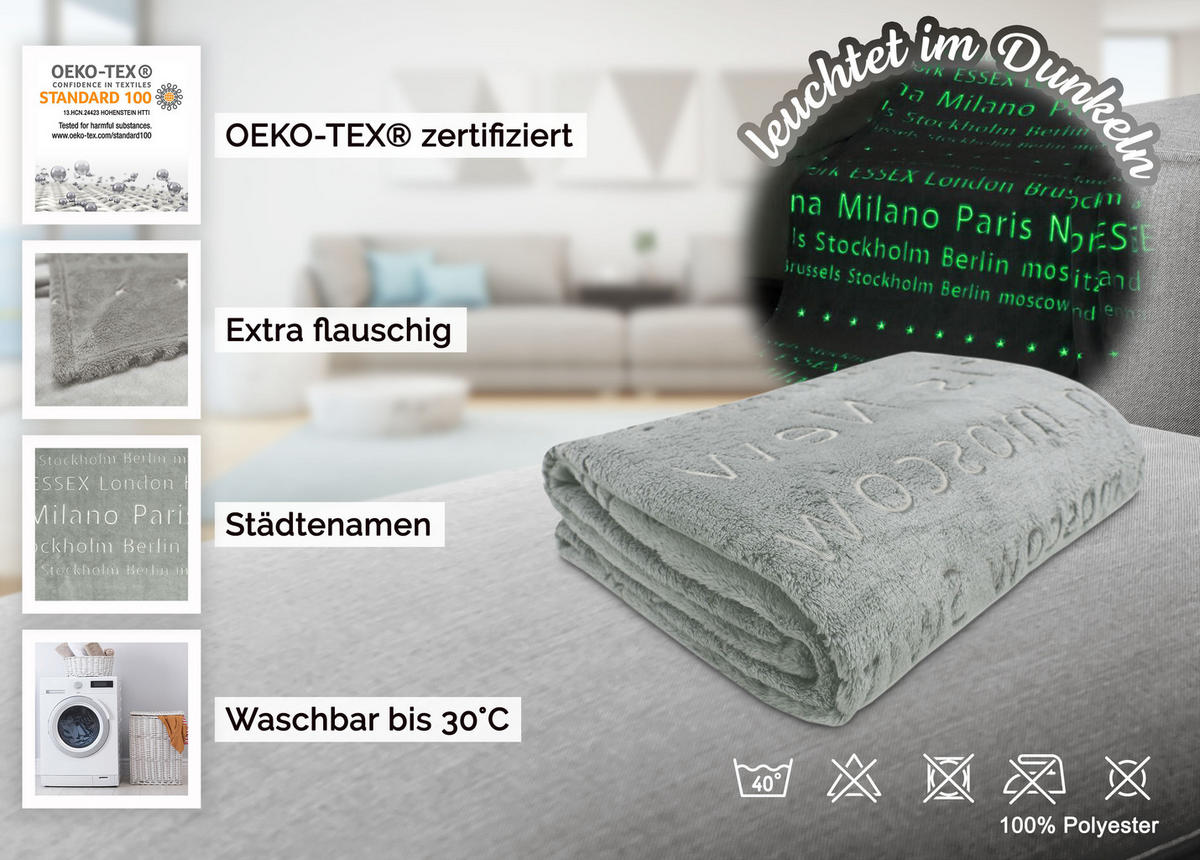 KUSCHELDECKE, 150x200 cm, 100% Polyester, Grau - Grau, Textil (150/200cm) - Zollner