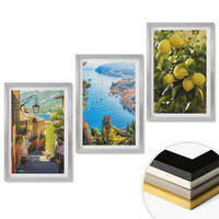 WANDBILDER 3er Set - 40x60 cm Silberner Rahmen - Straßen am Meer, ein Meer aus Zitronen - Silberfarben, Kunststoff (40/60cm) - ArtPrintCave