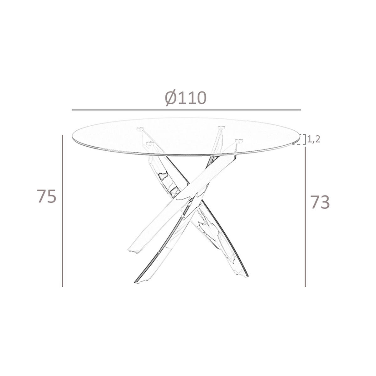 ESSTISCH Esstisch runde gehärtetes Glas aus verchromter Stahl Ø110/75 cm - Edelstahlfarben/Transparent, Metall (110/110/75cm) - ANGEL CERDA