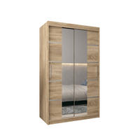 SCHWEBETÜRENSCHRANK 200/120/62 2-türig - Silberfarben/Sonoma Eiche, Holz/Kunststoff (120/200/62cm) - MÖBEL KRYSPOL