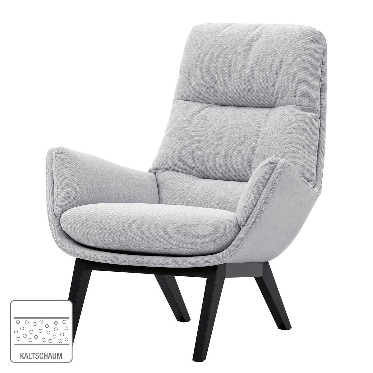 SESSEL mit Holzfüßen - Hellgrau/Schwarz, Eichenholz/Textil (83/95/97cm) - home24