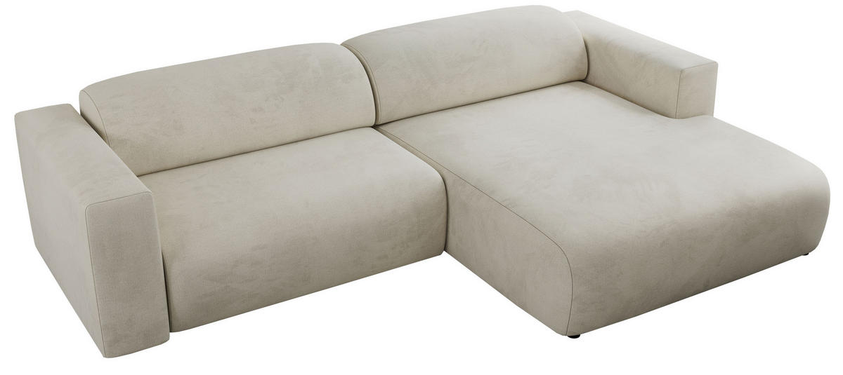 ECKSOFA PASADENA Beige Velvet - Rechts Seite - Beige/Schwarz, Kunststoff/Textil (180/288cm) - MKS