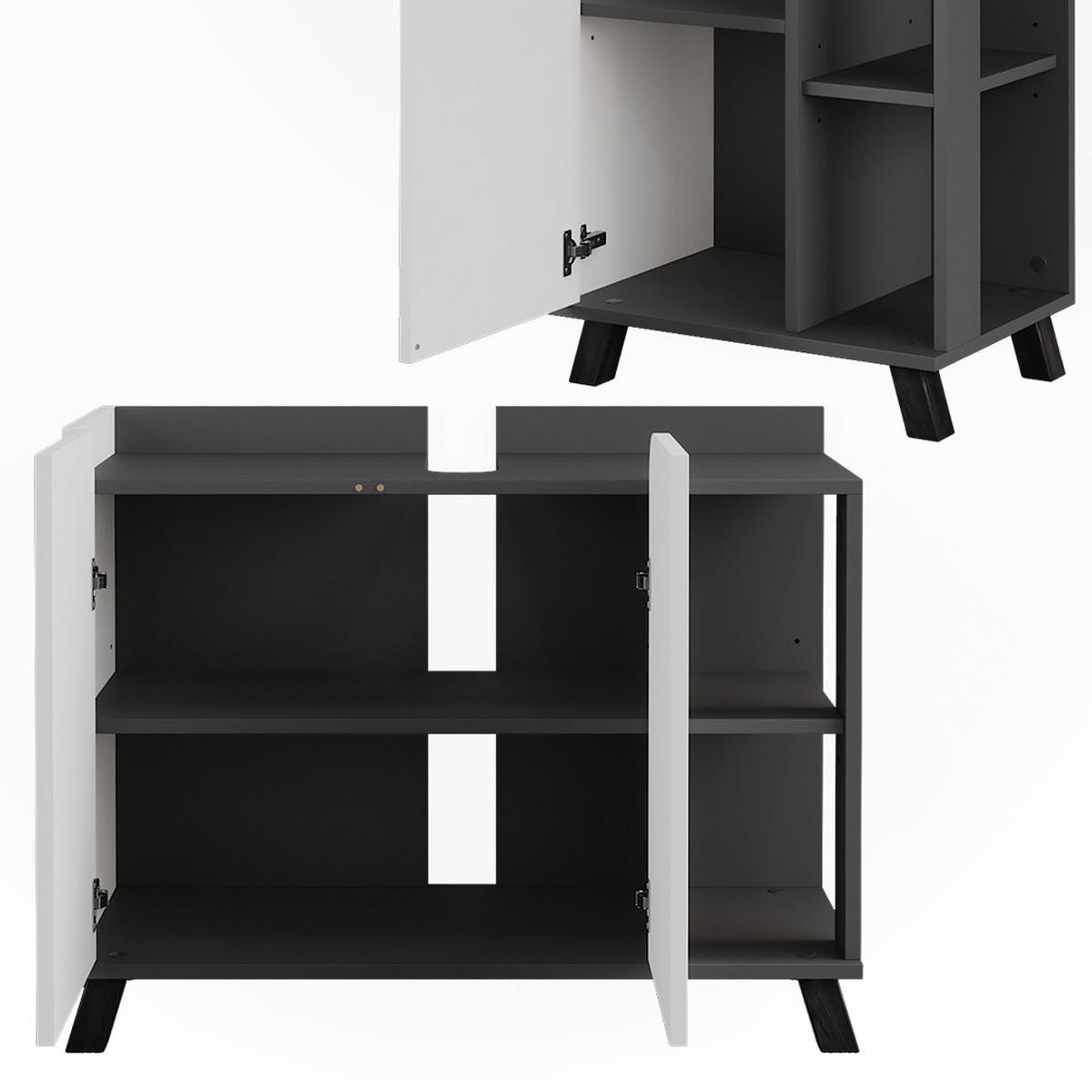 KOUPELNOVÝ NÁBYTEK Karen Antracitová/bílá - bílá/antracitová, kompozitní dřevo (80/65/35cm) - Vicco