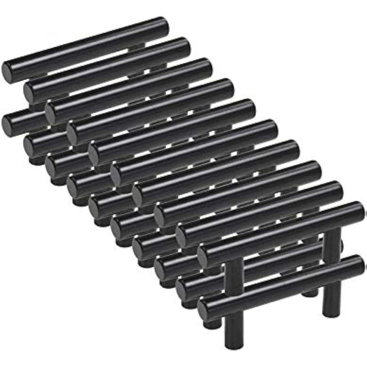 MÖBELGRIFF Schwarz 20er-Set 96 mm T-Griff - Schwarz, Leder (0.1/2.5/1.5cm)
