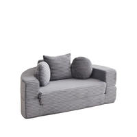 SCHLAFSOFA 4-in-1 halbrund/rund mit 3 Kissen, DE-42726, Grau - Grau, Textil (180/84/92cm) - ComfortXL