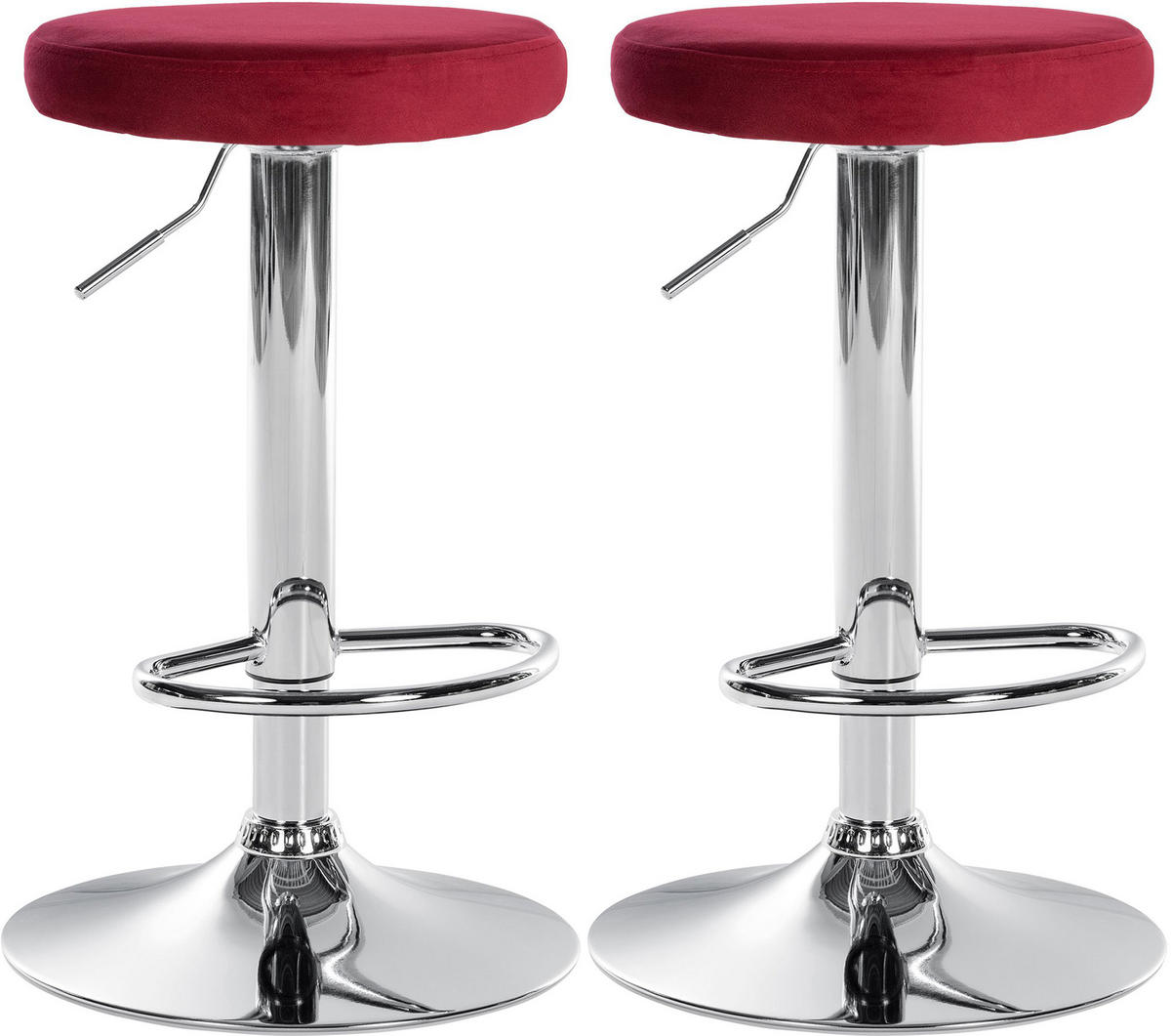 BARHOCKER 2er Set Samt rot - Rot, Textil/Metall (38.5/60/38.5cm) - CLP
