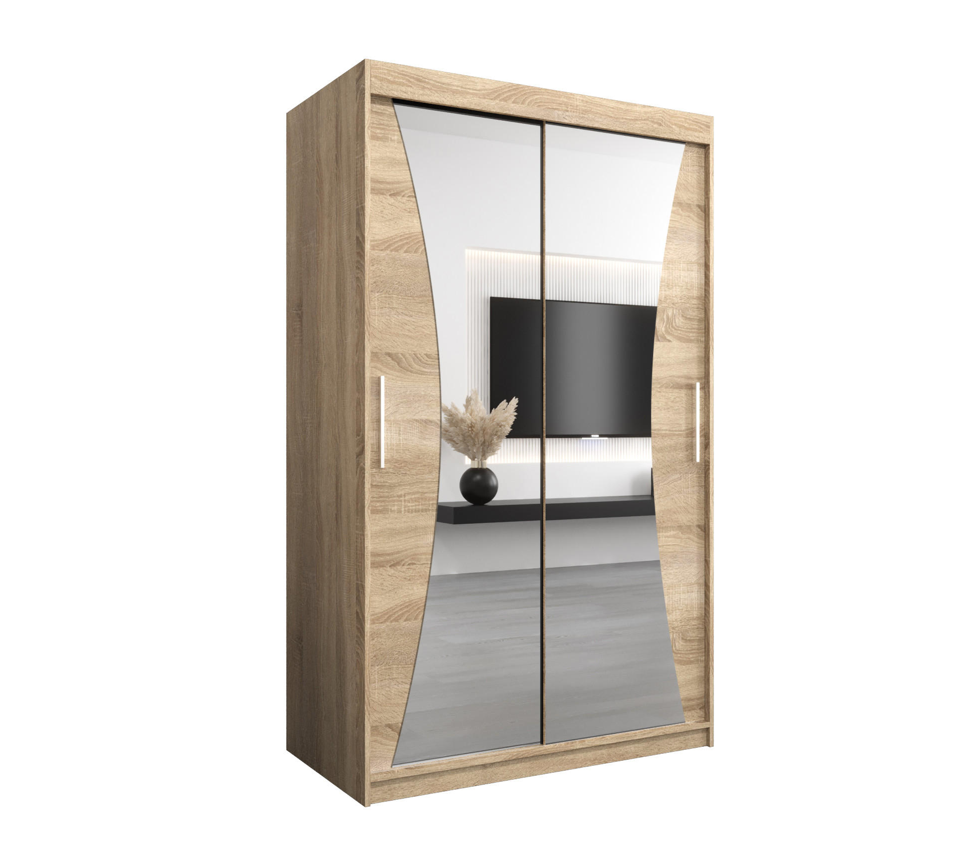 Möbel Kryspol Schwebetürenschrank Sonoma Eiche, Sonoma Eiche 120x200x62 cm
