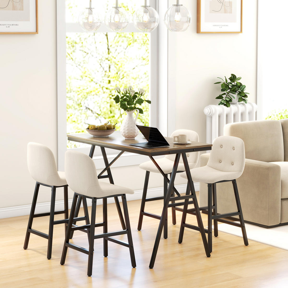 BAR-SET Beige 120.0/60.0/91.0cm - Beige, Textil (60/91/120cm)