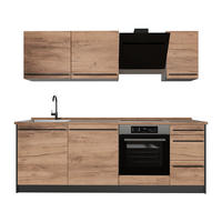 KÜCHENZEILE R-Line, Goldkraft Eiche/Anthrazit, 220 cm Arbeitsplatte Goldkraft Eiche - Honigeiche/Anthrazit, Holzwerkstoff (220/81.6/60cm) - Vicco