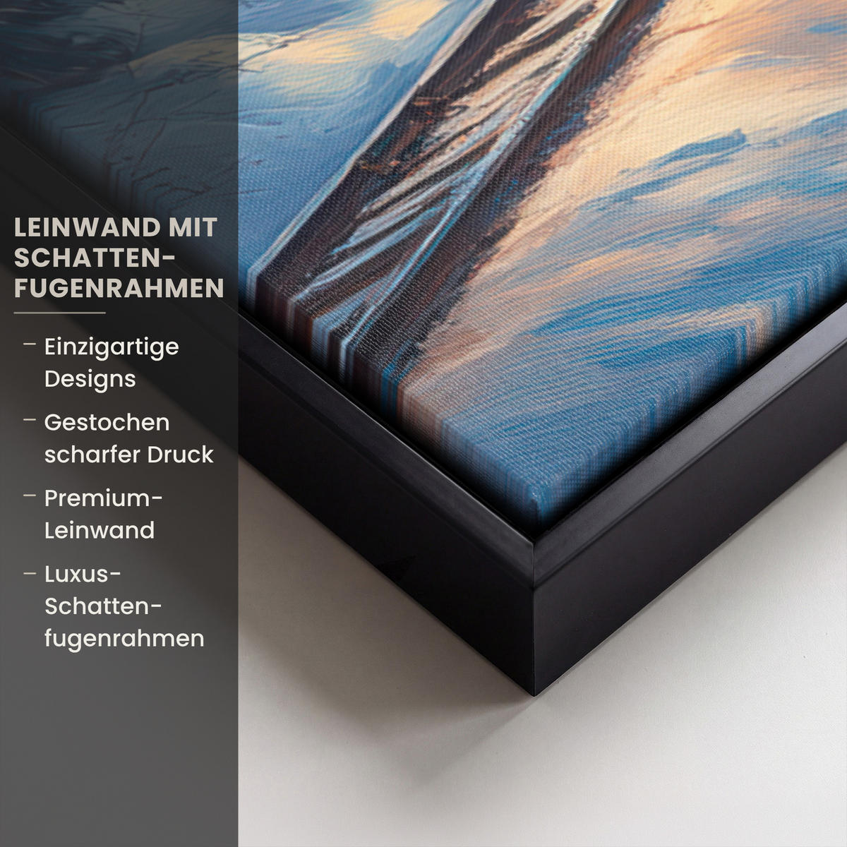 LEINWAND Bilder mit Rahmen - Zug - Weihnachten - Schnee - Weihnachtszug - 100x70 - Anthrazit, Textil (100/70cm) - MuchoWow