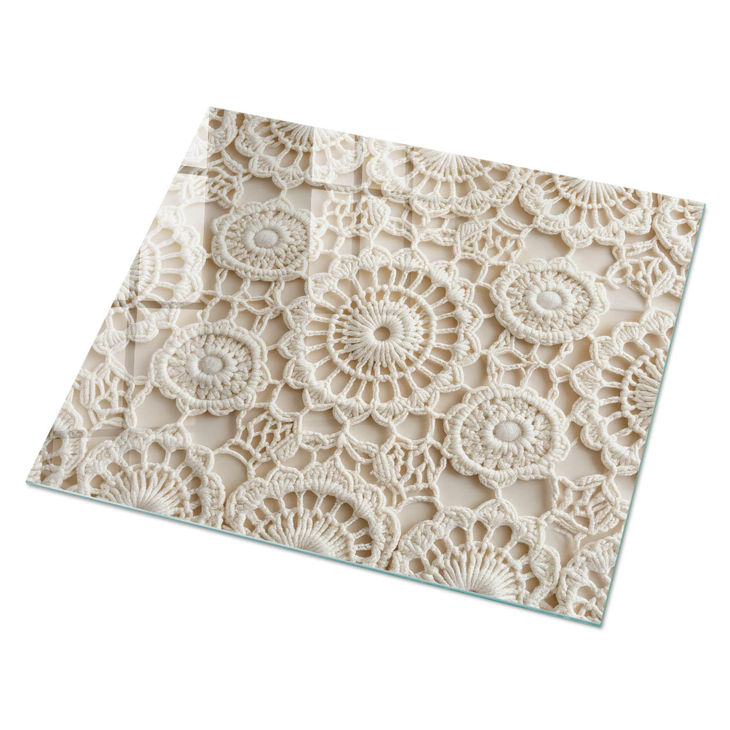 GLASPLATTE 80x60 cm – Dekorative Spitze - Beige, Glas (0.4/80/60cm) - ArtPrintCave