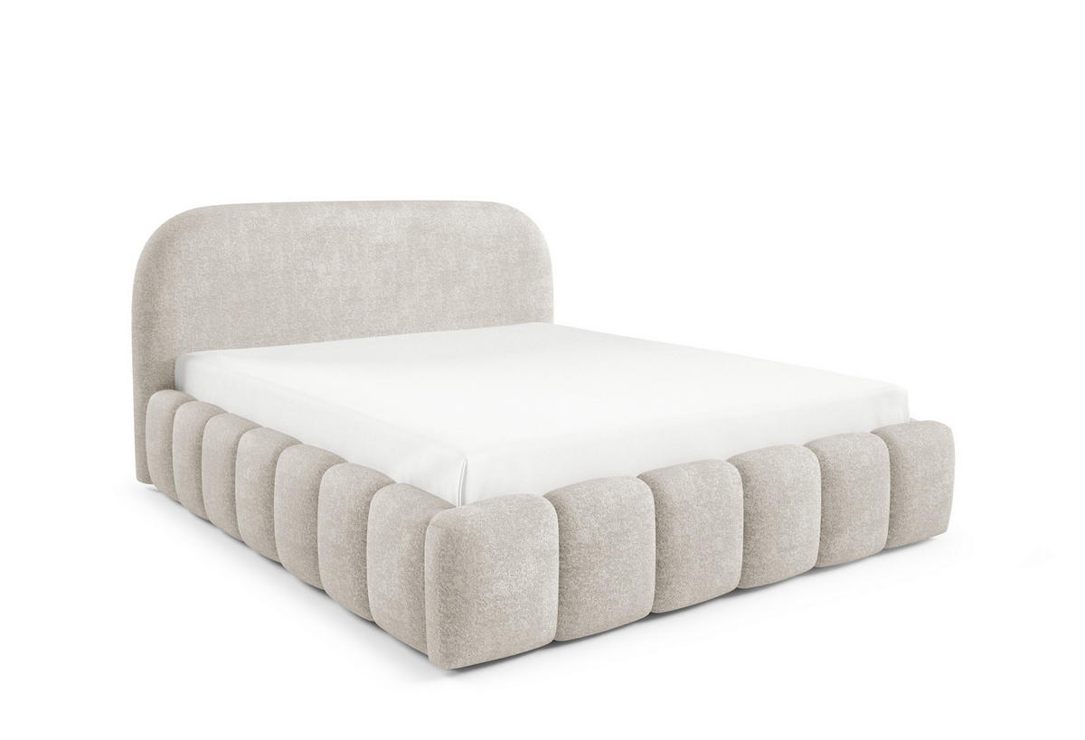 POLSTERBETT BELLURE mit Bettkasten 180x200,Doppelbett mit Stauraum,Lattenrost,Boxspringbett-Optik,ohne Matratze-Creme - Creme, Holz (180/200cm) - Furnistar