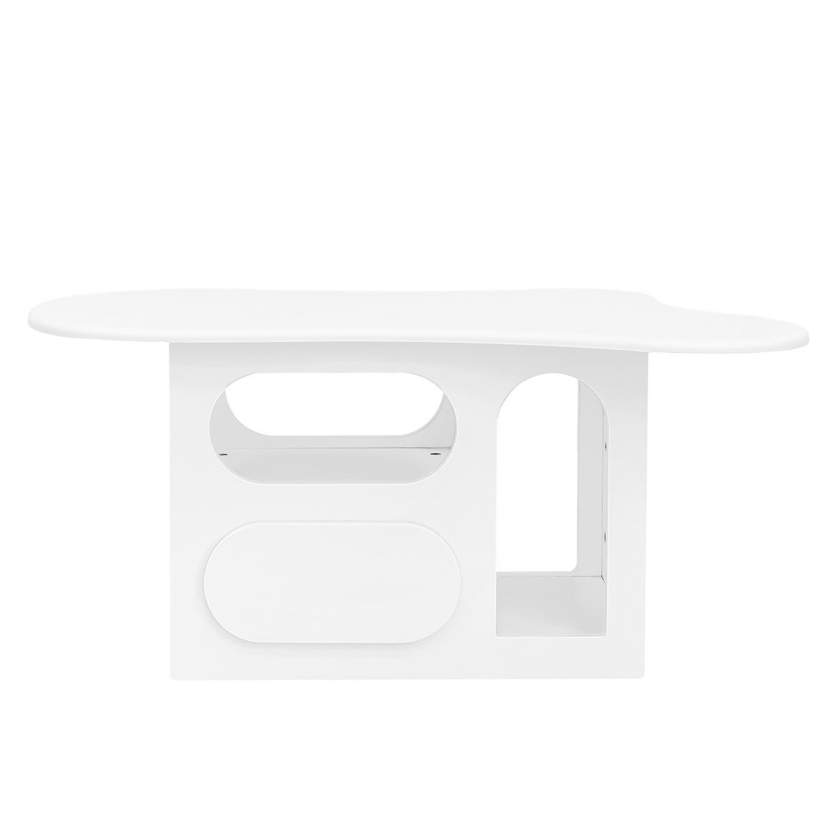 COUCHTISCH 97/45/43,5 cm wolkenförmig mit Schubladen und offenen Ablagefächern - Weiß, Holzwerkstoff (97/45/43.5cm) - OKWISH