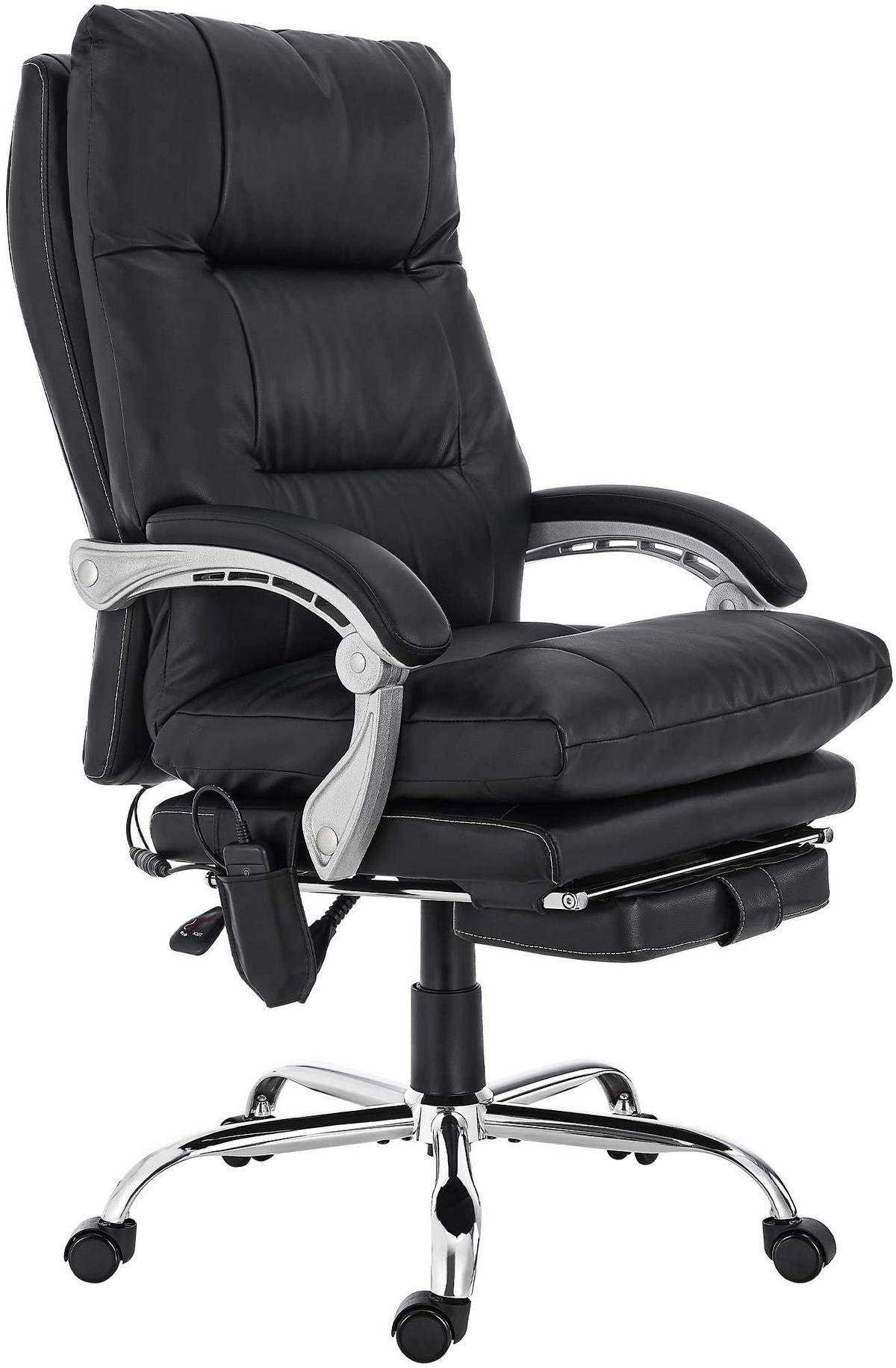 CHEFSESSEL Lederlook Schwarz - Chromfarben/Schwarz, Textil/Metall (64/112/67cm) - CLP