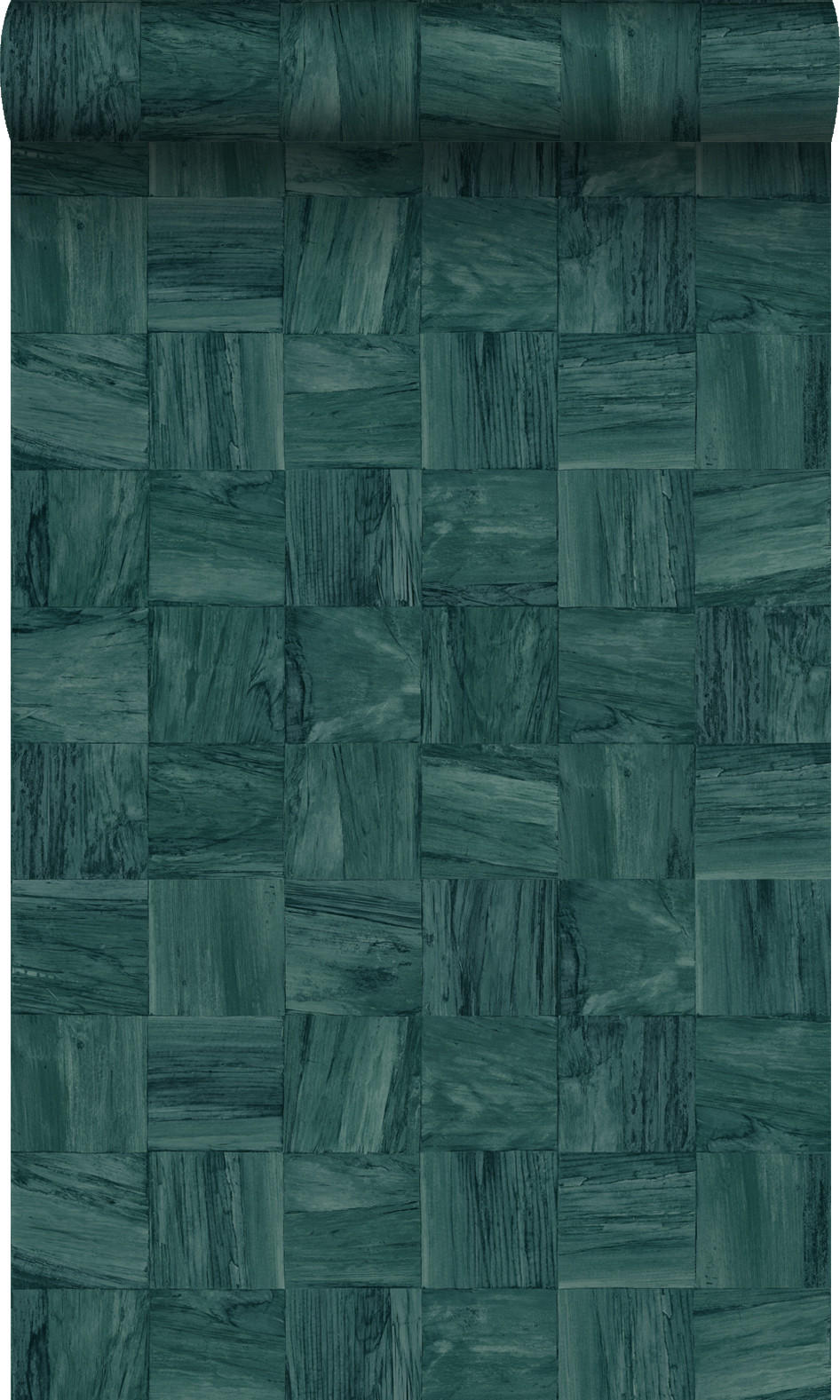 TAPETE quadratische Holzstücke 50 x 900 cm - Grün, Papier (50/900cm) - Origin Wallcoverings