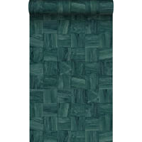 TAPETE quadratische Holzstücke 50 x 900 cm - Grün, Papier (50/900cm) - Origin Wallcoverings