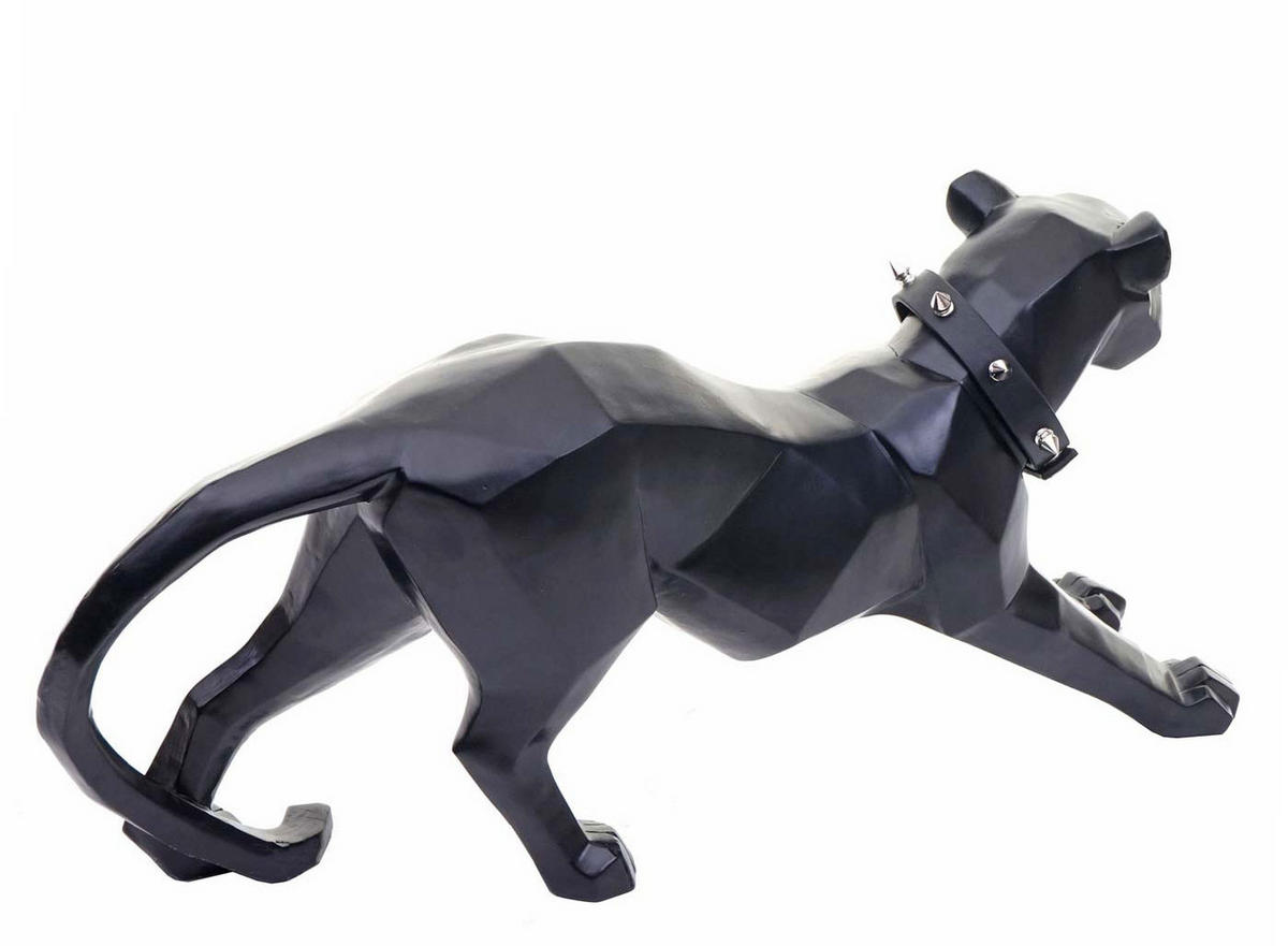 DEKO FIGUR LEOPARD MIT HALSBAND Schwarz - Schwarz, Stein (45/20/11cm) - MCW