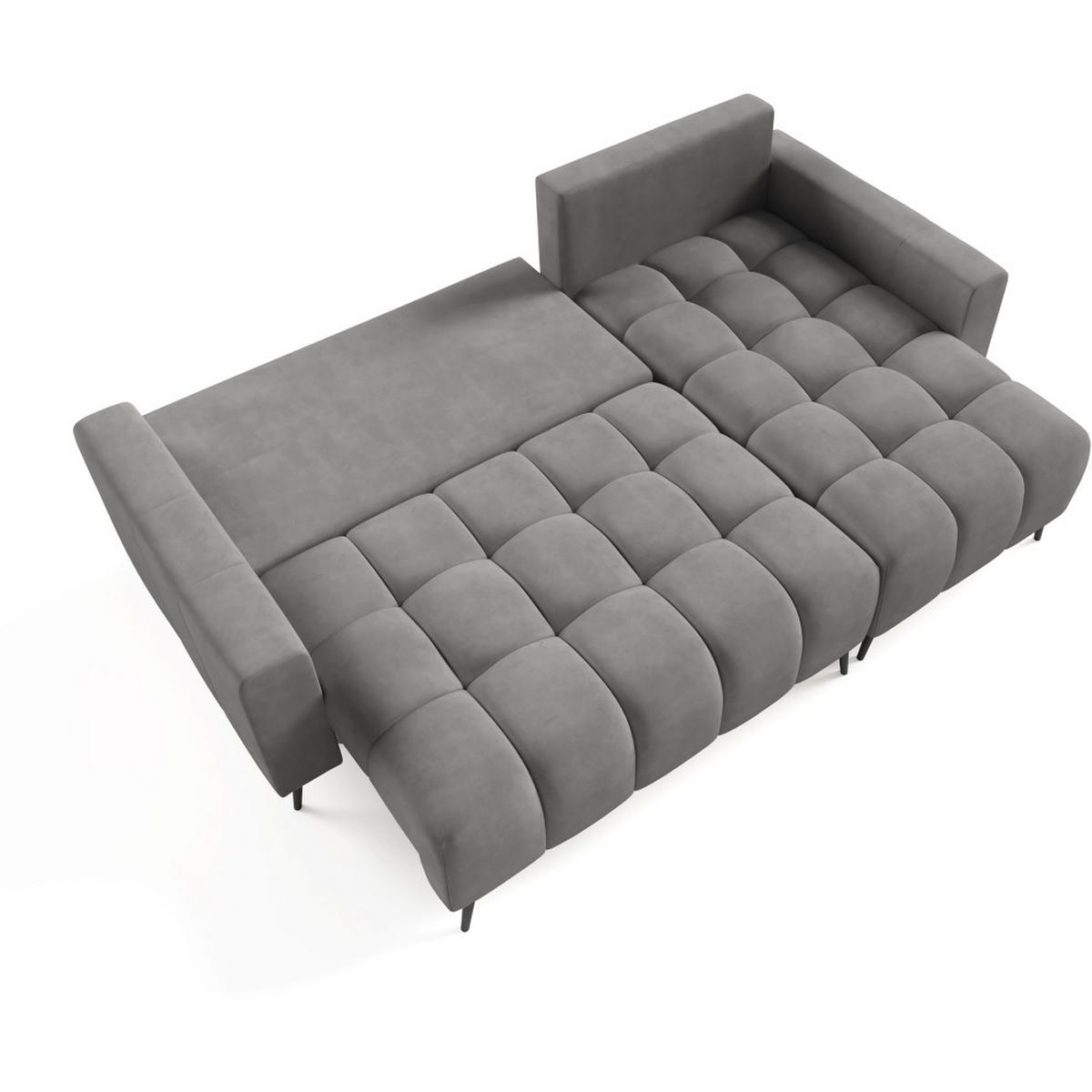 ECKSCHLAFSOFA Denver im Veloursstoff, Grau - Schwarz/Grau, Textil (232/148cm) - Beautysofa