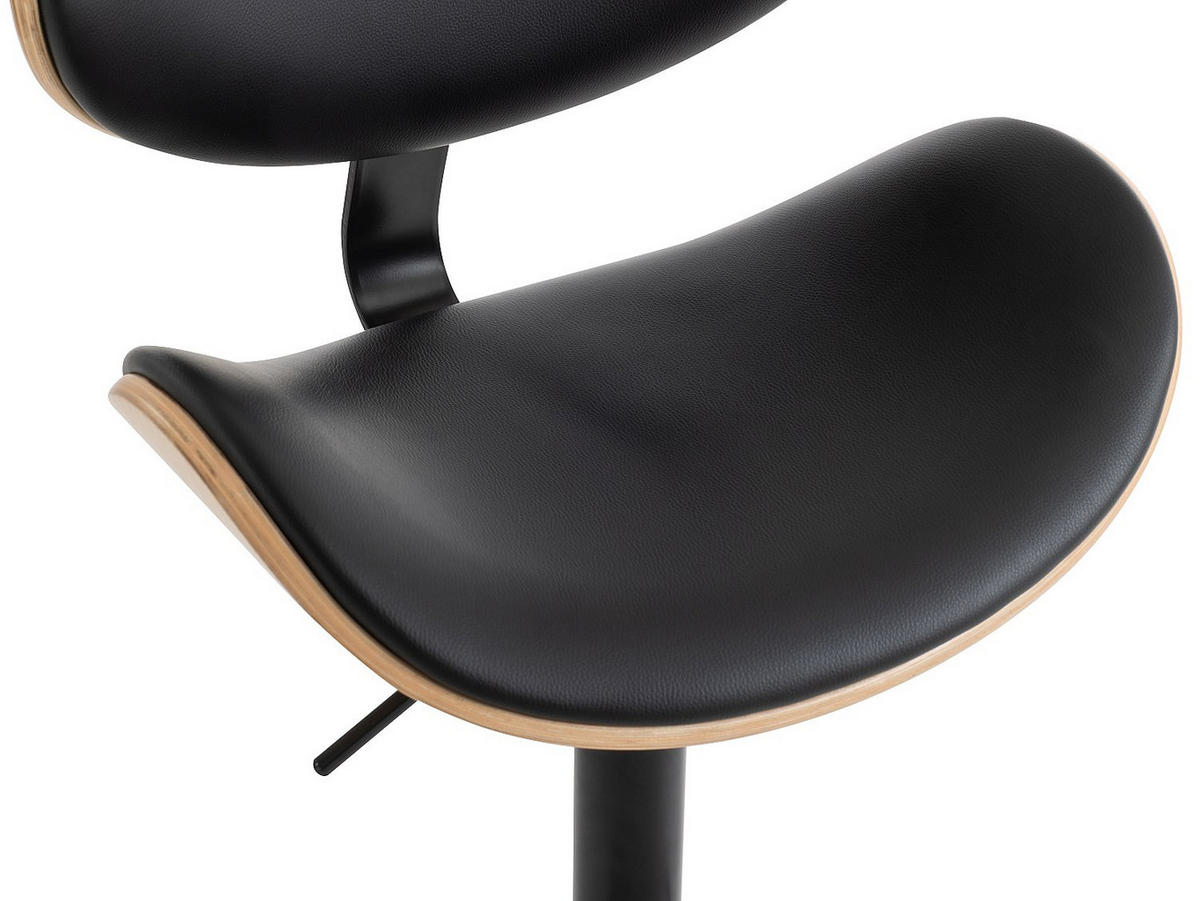 BARHOCKER - 49.5 cmcm x 46 cmcm - Kunstleder - Schwarz, Naturfarben Hell - MONTENEGRO - Schwarz/Naturfarben, Leder (49.5/111/46cm) - Vente-Unique