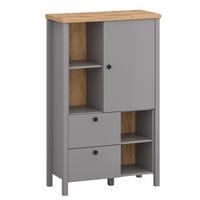 HIGHBOARD Melini schiefergrau / Eiche Delano hell 85 / 38 / 139 cm - Grau, Holz/Holzwerkstoff (85/139/38cm) - Feldmann-Wohnen