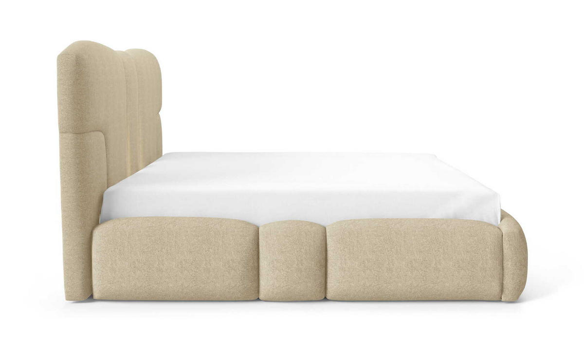 POLSTERBETT 180x200 Safron mit LED, Metall-Lattenrost, Creme - Creme, Holz/Textil (180/200cm) - Emporius