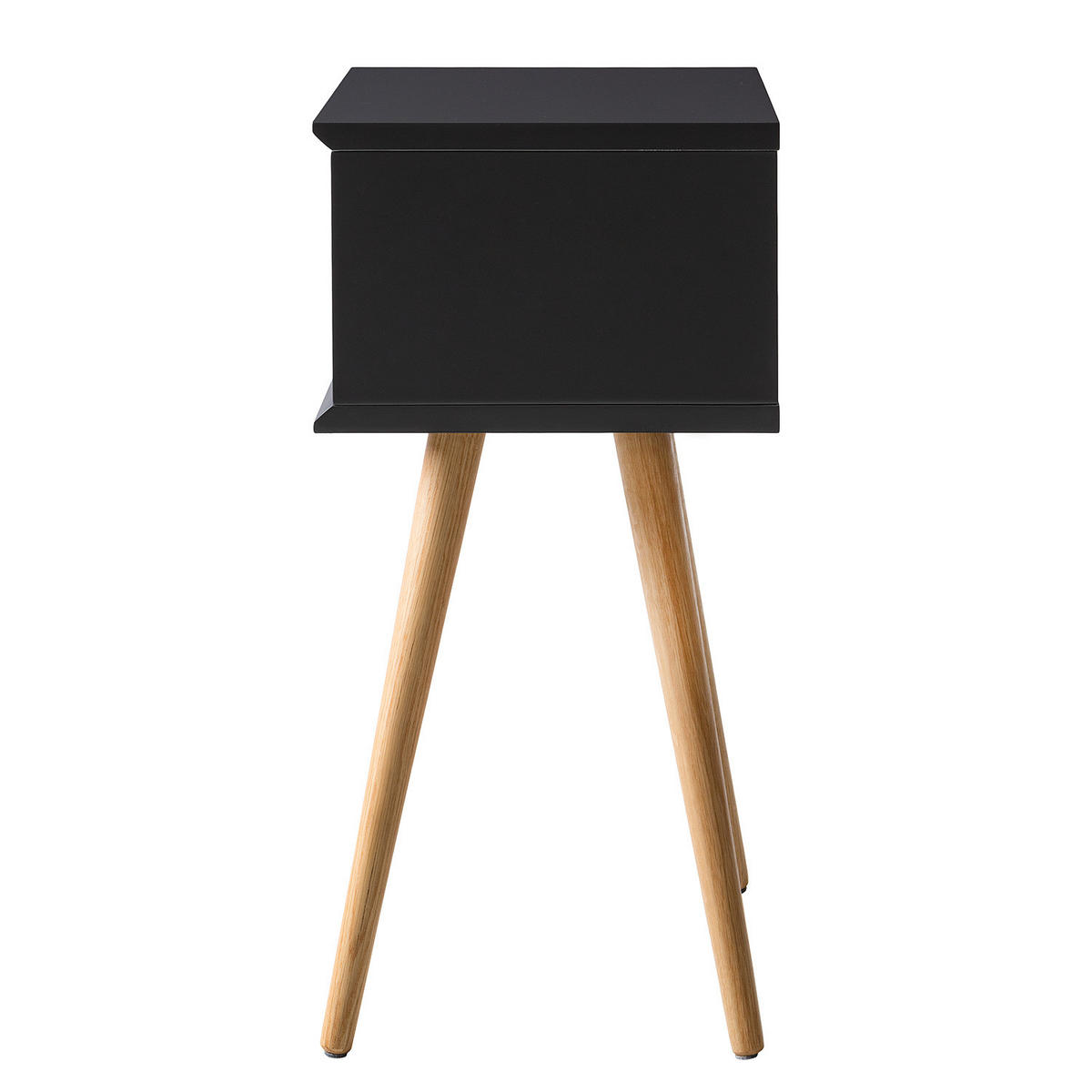 NACHTTISCH - Eiche teilmassiv - Dunkelgrau, Eichenholz/Holz (40/61/30cm) - home24