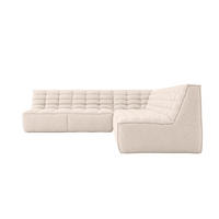 ROHOVÁ SEDAČKA modulární ve tvaru L, plyšová tkanina Pop, Krémová, Pravá strana, LAZY L - krémová, dřevo (333/253cm) - Kaiser Möbel