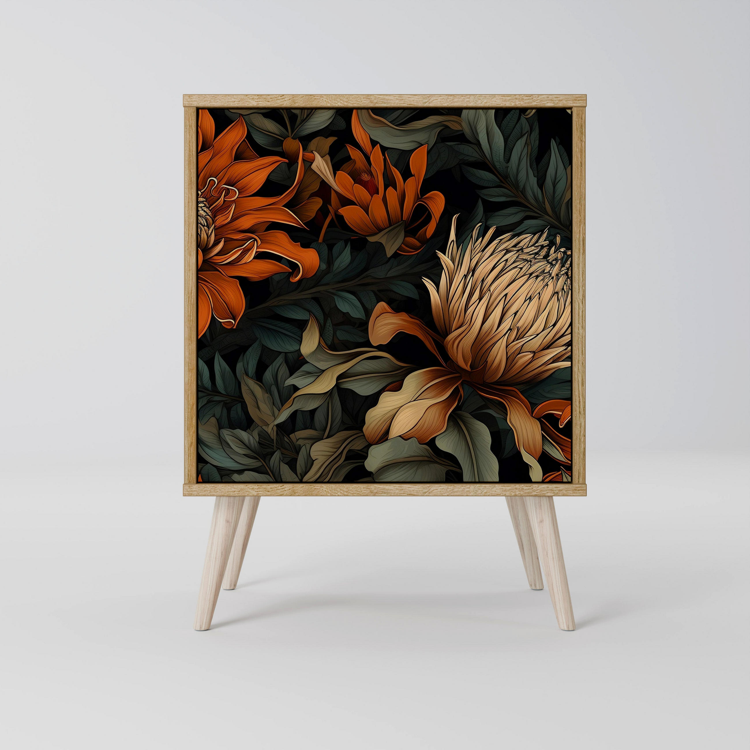 SIDEBOARD DAWN BLOOM, Eichefarben, 57,5x42x77,5 cm, Schräge Buchenholzfüße - Eichefarben/Buchefarben, Holzwerkstoff/Buchenholz (57.5/77.5/42cm) - SpaceRebels