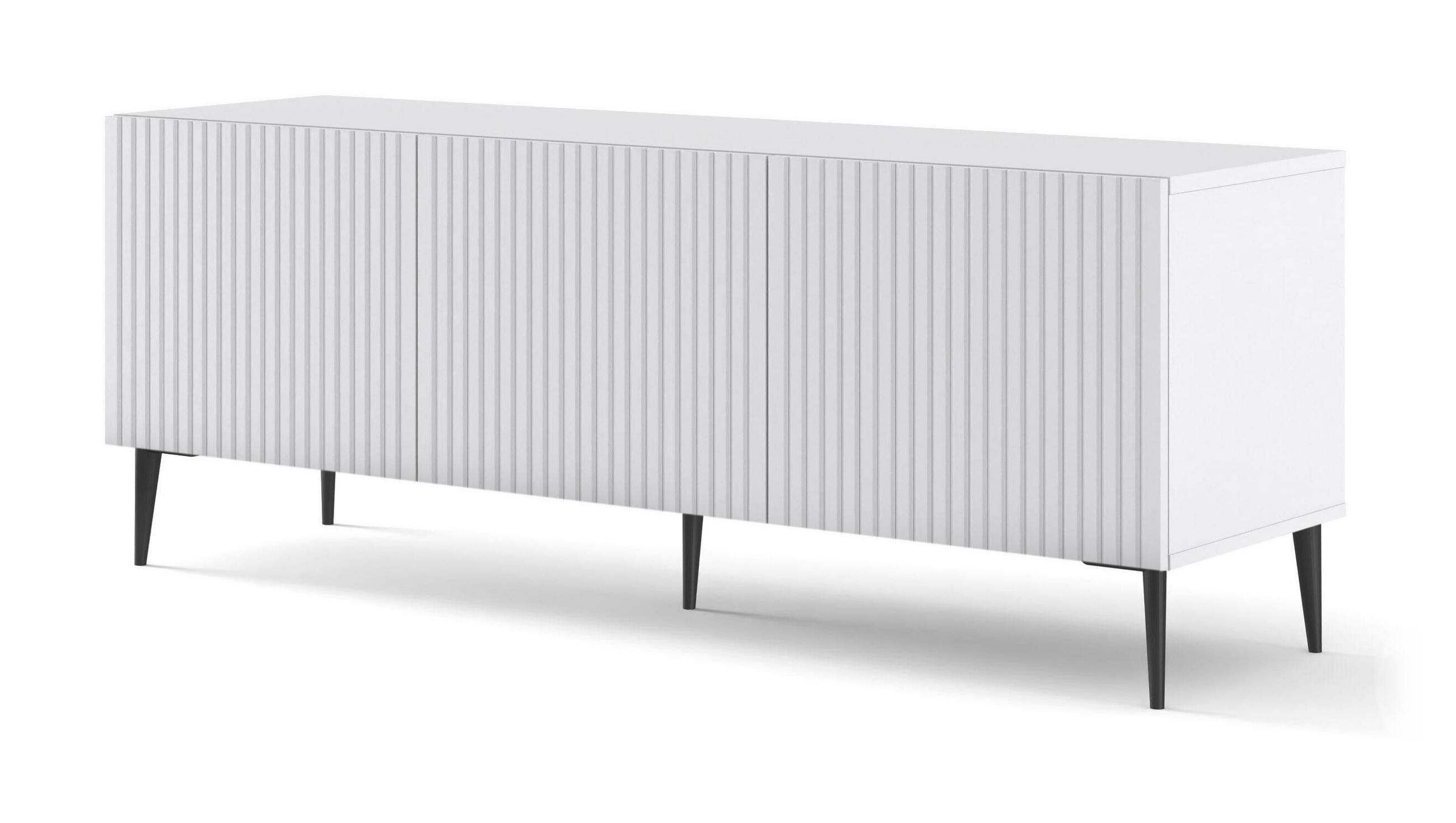 Furnlux Tv-Lowboard Weiß, Schwarz 150x56x42 cm