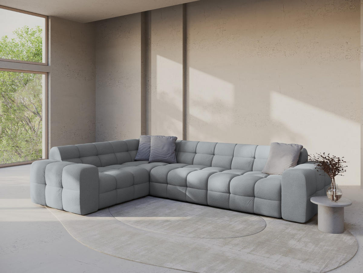 ECKSOFA links Kendal aus strukturiertem Stoff platin 6 Sitzplätze - Platinfarben, Textil (231/332cm) - Micadoni