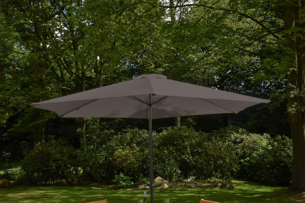 SONNENSCHIRM Thomas Ø 300cm 6 Streben Anthrazit Gartenschirm - Anthrazit, Kunststoff (300/300cm) - DELUKE