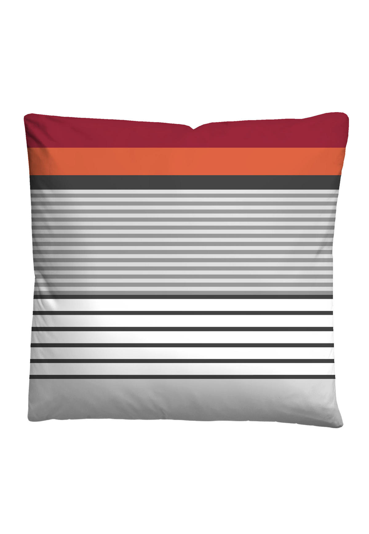 BETTWÄSCHE-GARNITUR Renforcé Längsstreifen rubin, 135x200 cm + 80x80 cm - Dunkelrot, Textil (135/200cm) - Castell