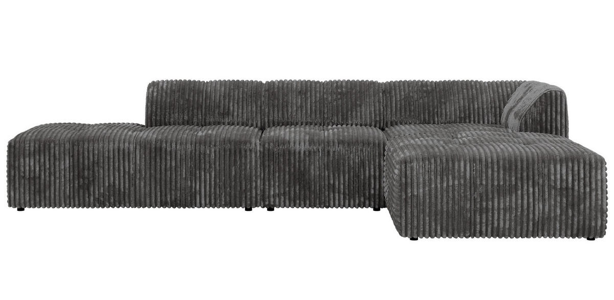 ROHOVÁ SEDAČKA GRIDA 4M L Šedá Manšestr - Pravá - šedá/černá, textil/plast (176/335cm) - MKS