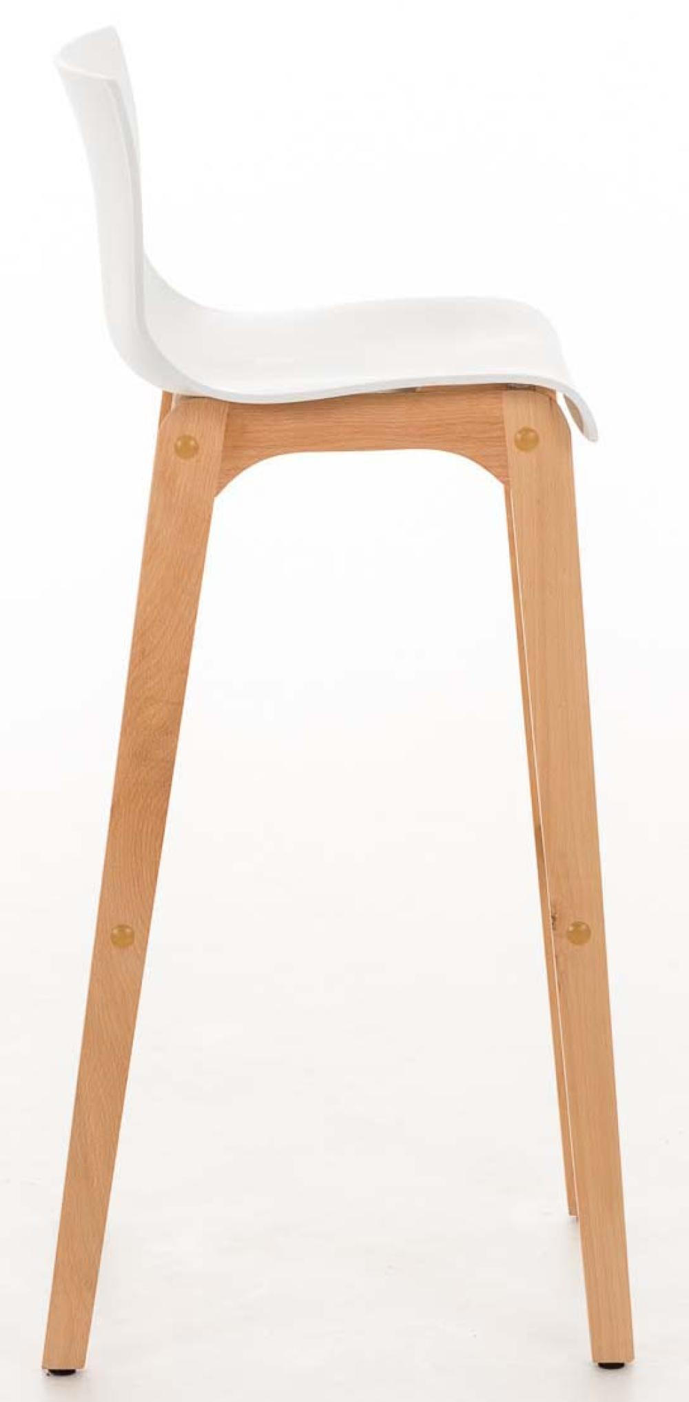 BARHOCKER 2er Set Holz weiß - Eukalyptusholzfarben/Weiß, Holz (41/101/46cm) - CLP
