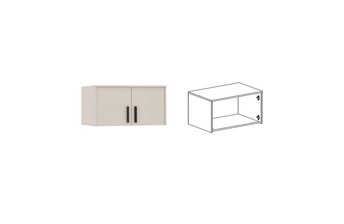 KLEIDERSCHRANK MIT AUFSATZ GRANT G13/G19 GRAUBEIGE CASHMERE 75/235/54 - Kaschmir/Schwarz, Holzwerkstoff (75/235/54cm) - Marmex Möbel