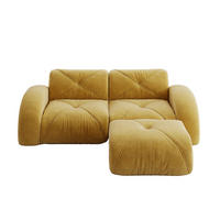 ECKSOFA 204/171/76 cm in Gelb mit Hocker aus Chenille und Moduldesign - Gelb, Textil (171/204cm) - Flora Grace