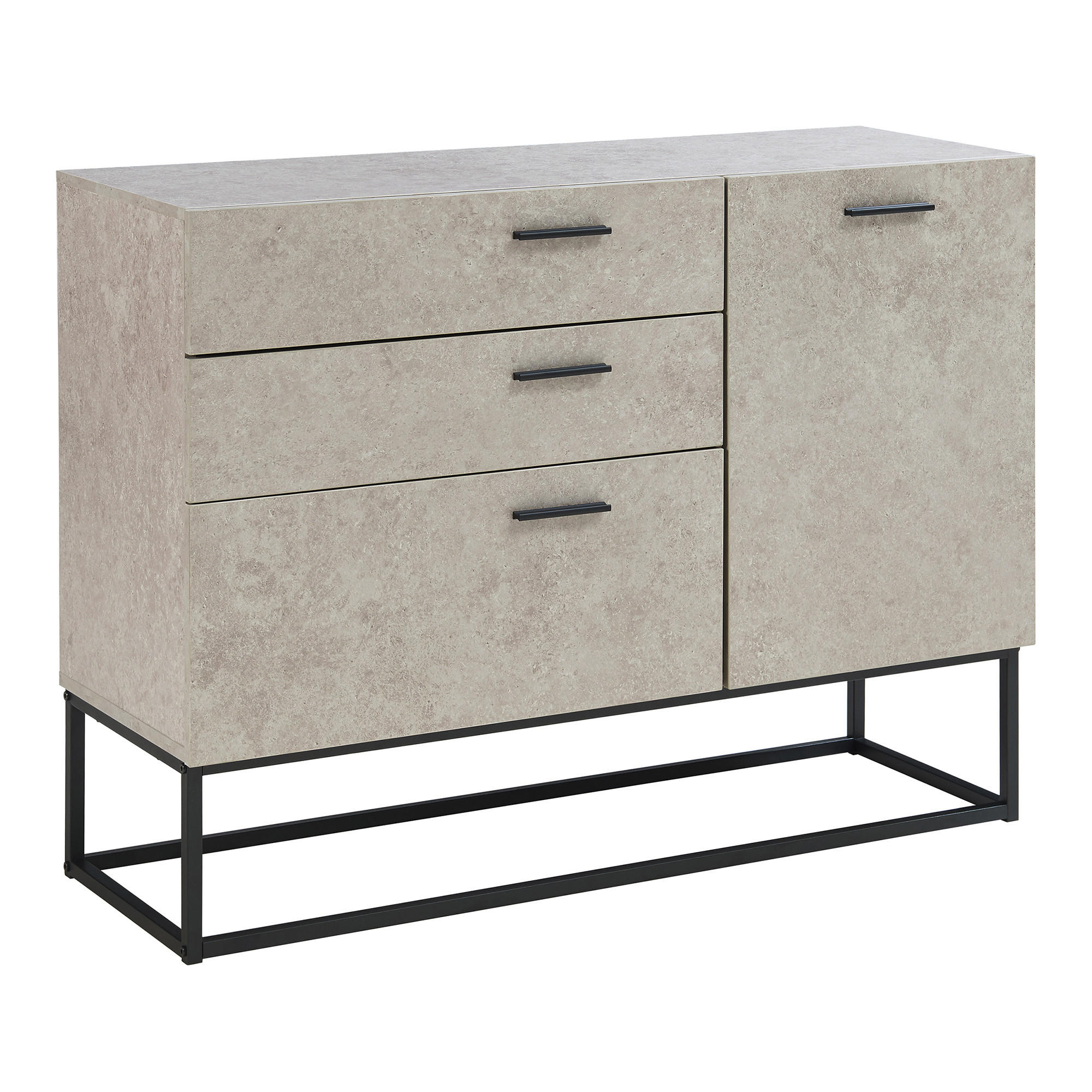 SIDEBOARD Lavangen - Schwarz/Grau, Holzwerkstoff/Metall (100/75/35cm) - [en.casa]