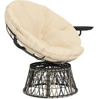 GARTENSTUHL aus Rattan 118x76x88 cm in Beige mit 360° Drehfunktion & Seitentablett - Beige, Metall (118/88/76cm) - Modfu