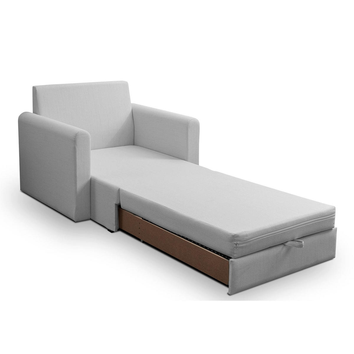 SCHLAFSESSEL Dejano Hellgrau 75x196 cm - Hellgrau/Schwarz, Holz/Textil (103/90/115cm) - Selsey