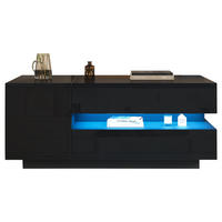 COUCHTISCH 95/50/40 cm schwarz aus Spanplatte mit LED und Stauraum - Schwarz, Holzwerkstoff (95/50/40cm) - OKMYHOME