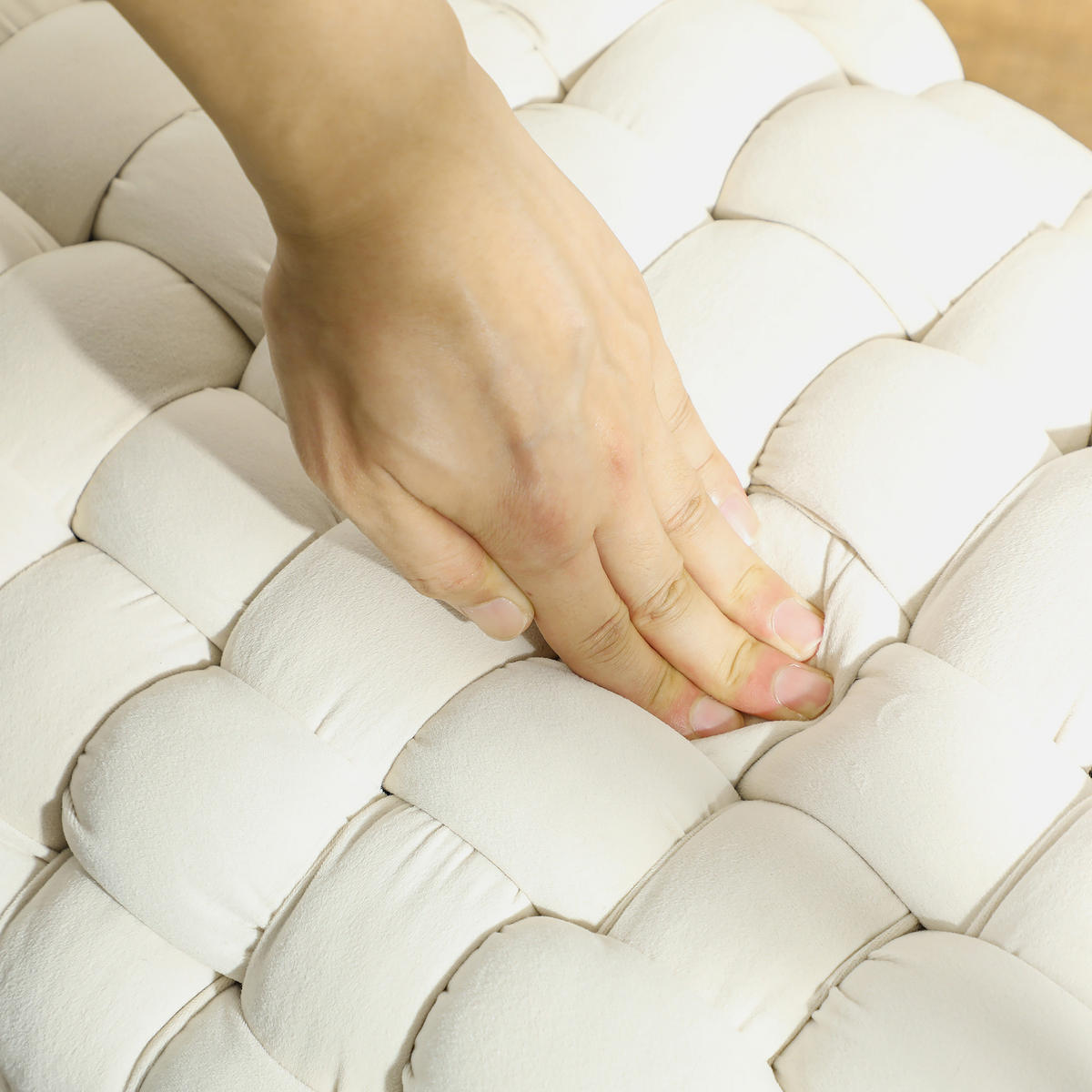 SITZHOCKER DE-07206 mit Metallbeinen und Polsterung Cremeweiß - Creme, Holz/Textil (38/41.5/76cm) - ComfortXL