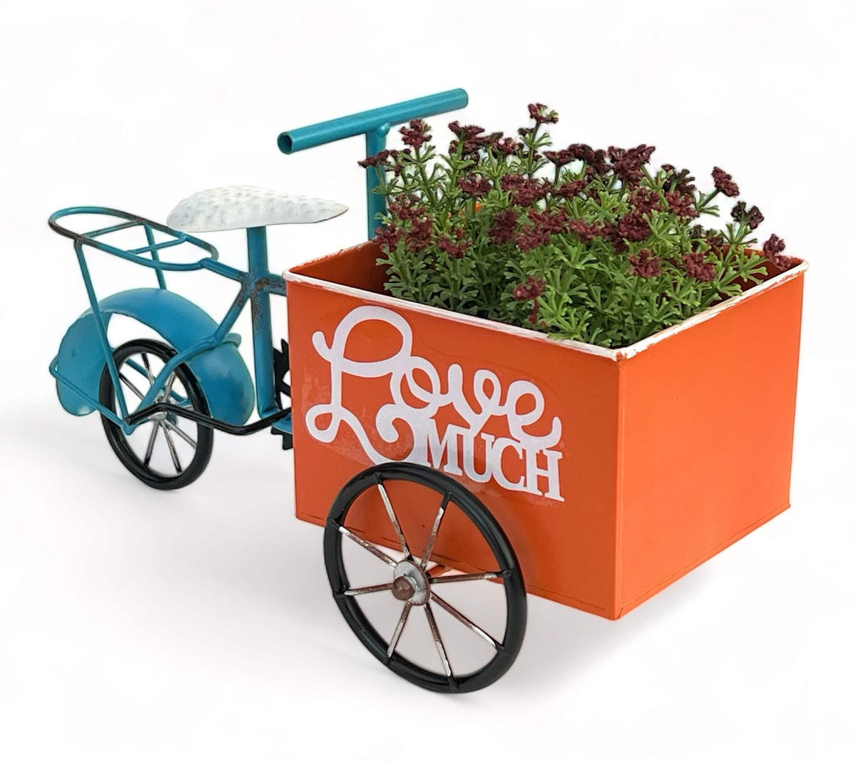 BLUMENFAHRRAD für Garten Metall Stehend Blau Orange - Blau, Metall (46/24.5/21cm) - DanDiBo