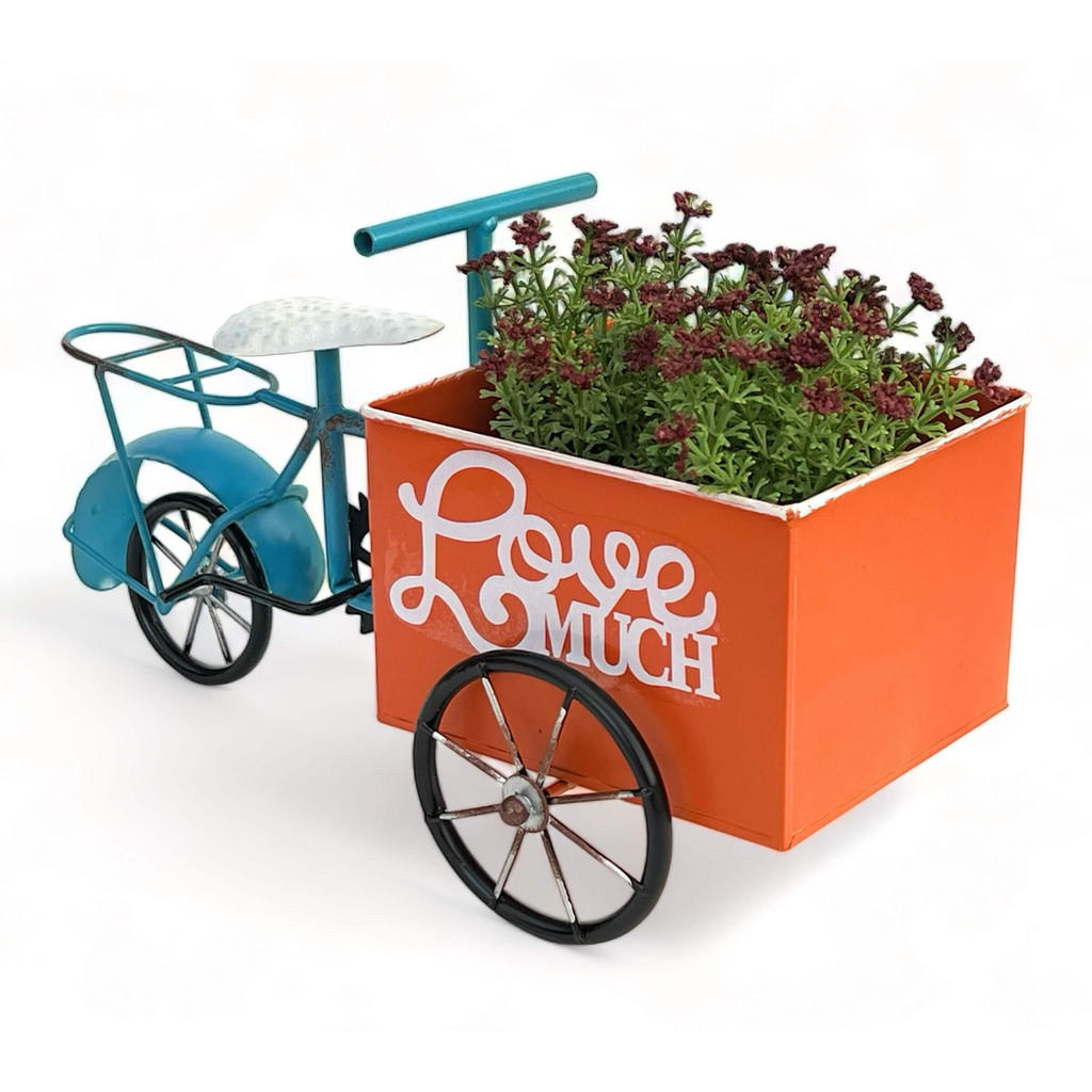 Thumbnail - DanDiBo Blumenfahrrad, Blau, Metall, 46x24.5x21 cm, Dekoration, Blumen & Zubehör, Übertöpfe
