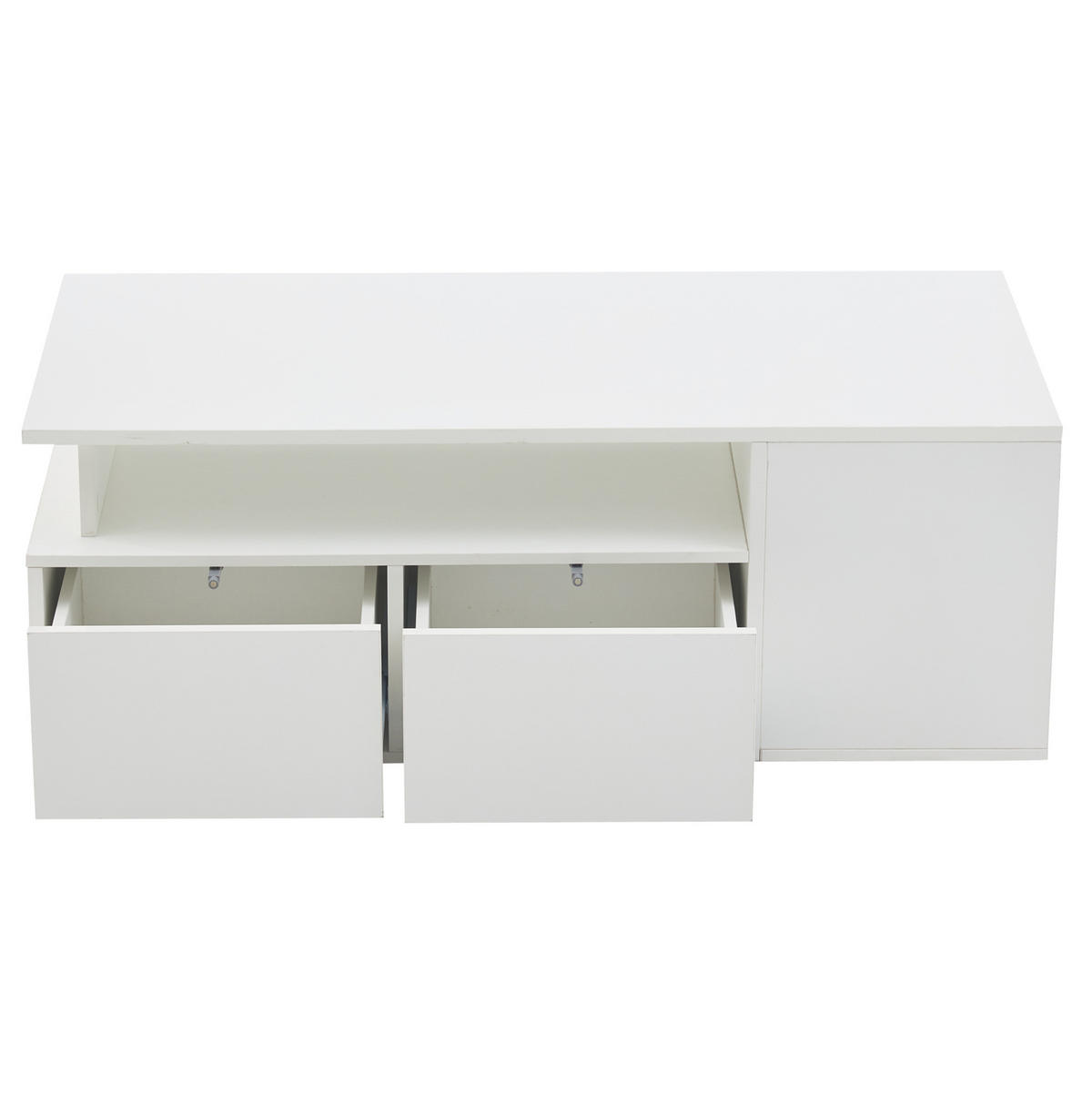 COUCHTISCH mit LED 100 x 50 x 35 cm Hochglanz Weiß - Weiß, Holzwerkstoff (100/50/35cm) - Meubliv