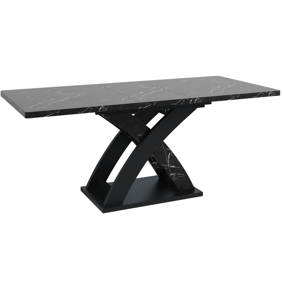 AUSZIEHTISCH 120/80/75 cm in Schwarz mit Metallgestell – ausziehbar auf 160 cm - Schwarz, Holzwerkstoff (120/80/75cm) - BEAOK